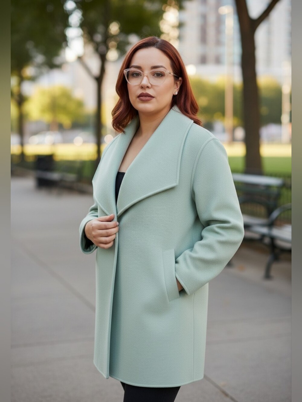 Wide Lapel Mint Green Coat